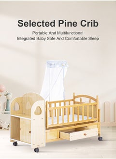 MaBaby Multifuctional Baby Rocking Bed Adjustable Infant Cots with Drawer  - Image 4