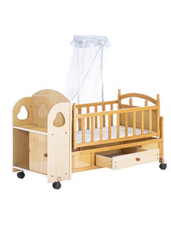 MaBaby Multifuctional Baby Rocking Bed Adjustable Infant Cots with Drawer  - Image 1