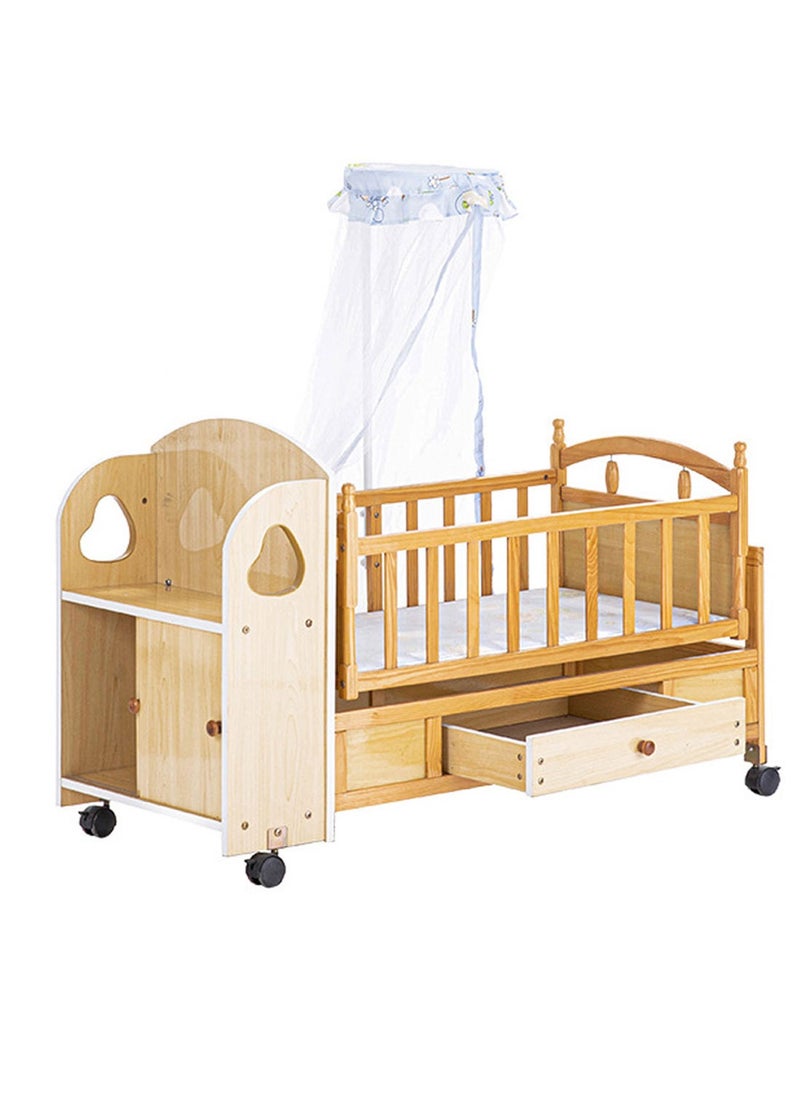 MaBaby Multifuctional Baby Rocking Bed Adjustable Infant Cots with Drawer  - Image 1