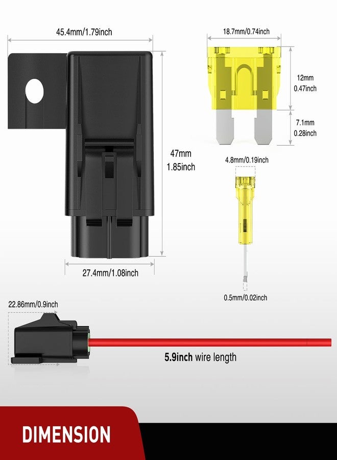 Nilight 6pcs Inline Fuse Holder 12AWG Waterproof ATC/ATO Blade Holder 20A 30A 40A Regular Heavy Duty in Line w/Cover Fits 1A to 30A Fuses for 12V Automotive Vehicles - Image 2