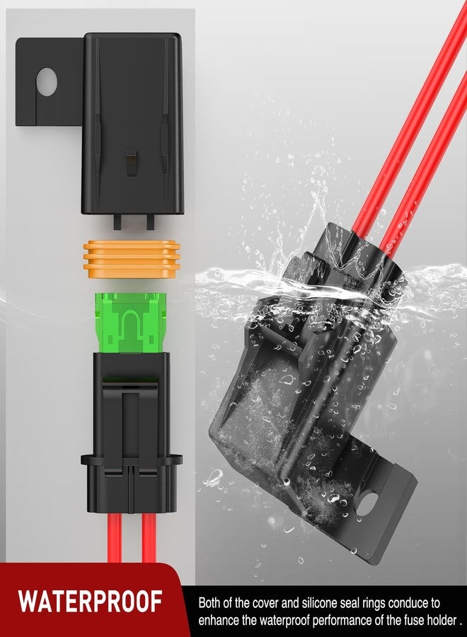 Nilight 6pcs Inline Fuse Holder 12AWG Waterproof ATC/ATO Blade Holder 20A 30A 40A Regular Heavy Duty in Line w/Cover Fits 1A to 30A Fuses for 12V Automotive Vehicles - Image 5