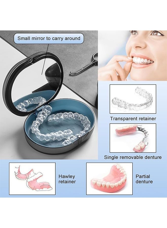 Restree Retainer Case, Portable Denture Bath Case, Denture Box Dental Storage Container with Denture Cleaner Brush Denture Container Portable, False Teeth Storage Container for Travel Retainer Cleaning - Image 4