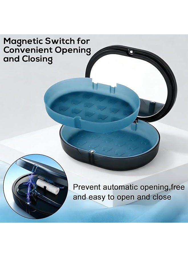 Restree Retainer Case, Portable Denture Bath Case, Denture Box Dental Storage Container with Denture Cleaner Brush Denture Container Portable, False Teeth Storage Container for Travel Retainer Cleaning - Image 5