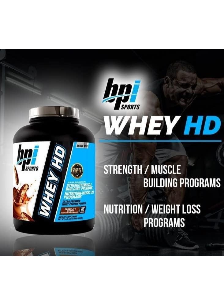 BPI SPORTS Whey HD Ultra Premium Whey Protein Powder 50 Servings 1850 gm Chocolate Cookie - Image 4