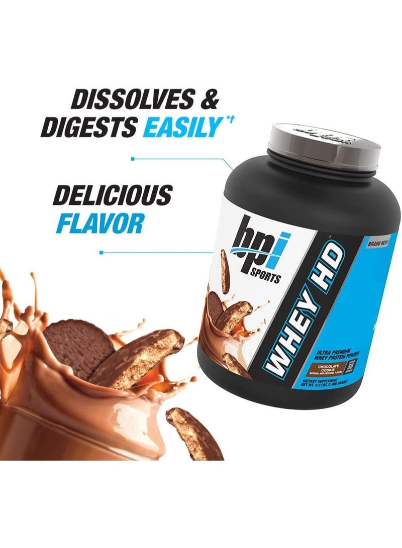 BPI SPORTS Whey HD Ultra Premium Whey Protein Powder 50 Servings 1850 gm Chocolate Cookie - Image 5