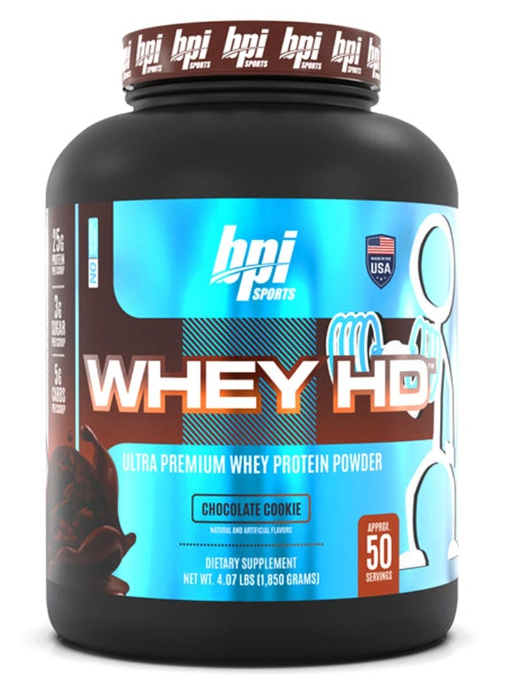 BPI SPORTS Whey HD Ultra Premium Whey Protein Powder 50 Servings 1850 gm Chocolate Cookie  - Image 1