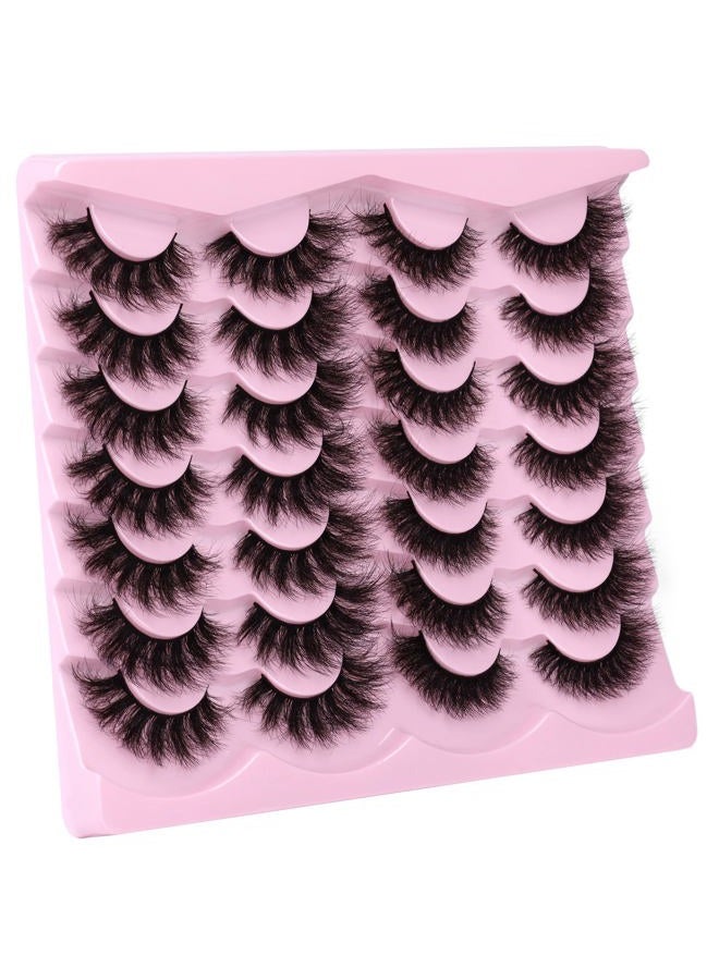 Newcally False Eyelashes Fluffy Wispy Faux Mink Lashes 8D Volume Long Cat Eye Lashes Dramatic 18MM 2 Styles Mixed Fake Lashes 14 Pairs Pack - Image 5