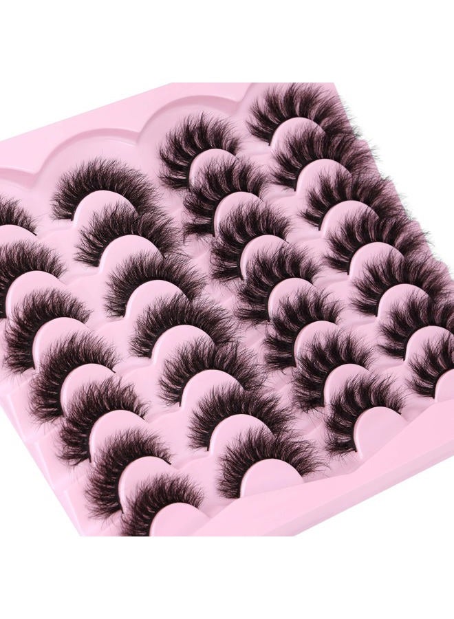 Newcally False Eyelashes Fluffy Wispy Faux Mink Lashes 8D Volume Long Cat Eye Lashes Dramatic 18MM 2 Styles Mixed Fake Lashes 14 Pairs Pack - Image 3