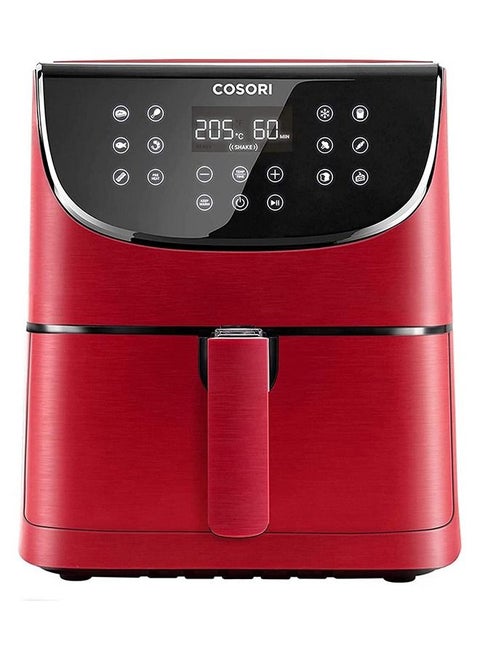Digital Air Fryer CP158-AF-RED Oven Combo 5.5L Max Xl Large Nonstick Basket Cooker One-LED Display with Touch Screen Dishwasher-Safe Square Design Basket with Free Recipes Cookbook, RED