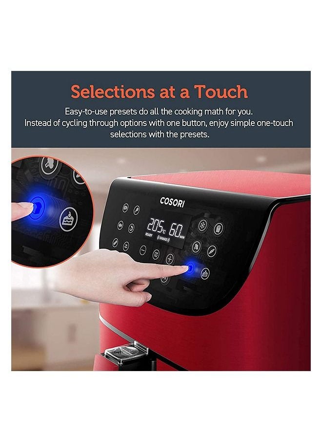 Digital Air Fryer CP158-AF-RED Oven Combo 5.5L Max Xl Large Nonstick Basket Cooker One-LED Display with Touch Screen Dishwasher-Safe Square Design Basket with Free Recipes Cookbook, RED