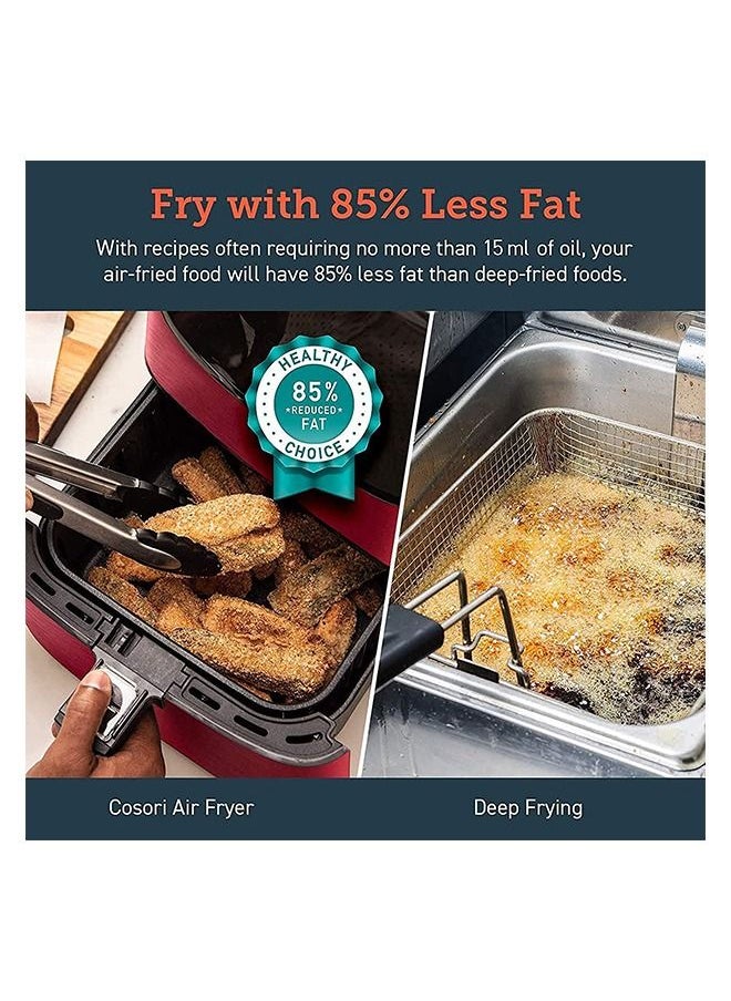 Digital Air Fryer CP158-AF-RED Oven Combo 5.5L Max Xl Large Nonstick Basket Cooker One-LED Display with Touch Screen Dishwasher-Safe Square Design Basket with Free Recipes Cookbook, RED