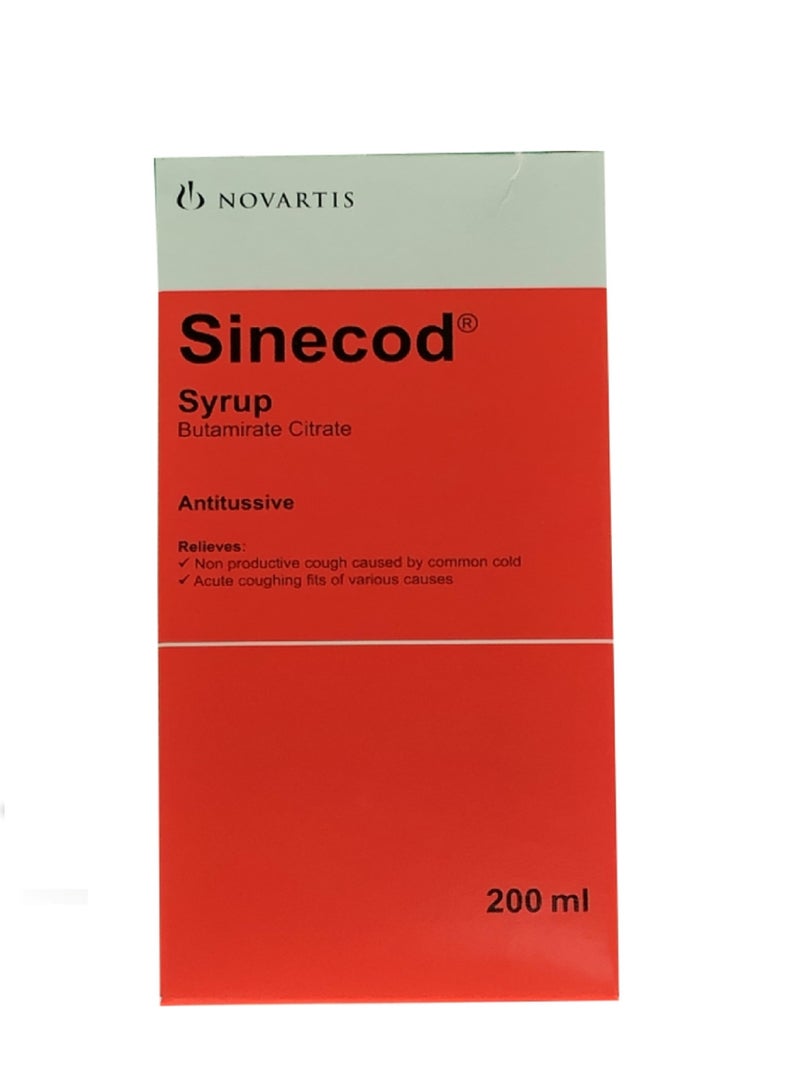 Sinecod Butamirate Citrate Syrup 200 Ml