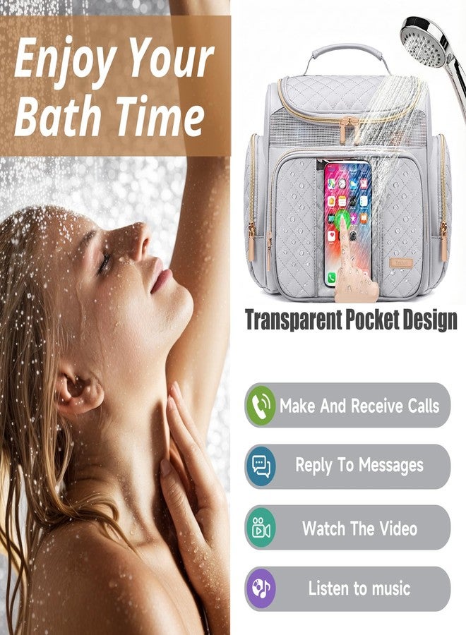 Tealari Large Toiletry Bag for Women Men,Bathroom Bag,Water Resistant Shower Bag,Makeup Bag,Portable Shower Caddy for College Dorm,Hanging Travel Toiletry Bag with Transparent Waterproof Phone Pocket - Image 3
