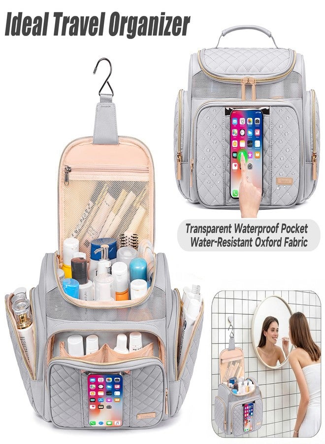 Tealari Large Toiletry Bag for Women Men,Bathroom Bag,Water Resistant Shower Bag,Makeup Bag,Portable Shower Caddy for College Dorm,Hanging Travel Toiletry Bag with Transparent Waterproof Phone Pocket - Image 2