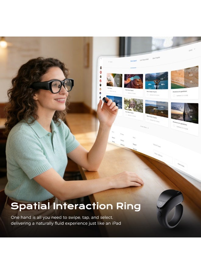 Domars AR/AI Smart Glasses for Men Women Bluetooth 5.3 Glasses AI Voice Control,16-megapixel Camera,AI Photo Recognition And Translation,Watching Movies,Supports Giant-screen Viewing, Mobile Office, Game Streaming, AI interaction And AR Social Scenarios（Gift Of A Smart Ring） - Image 4