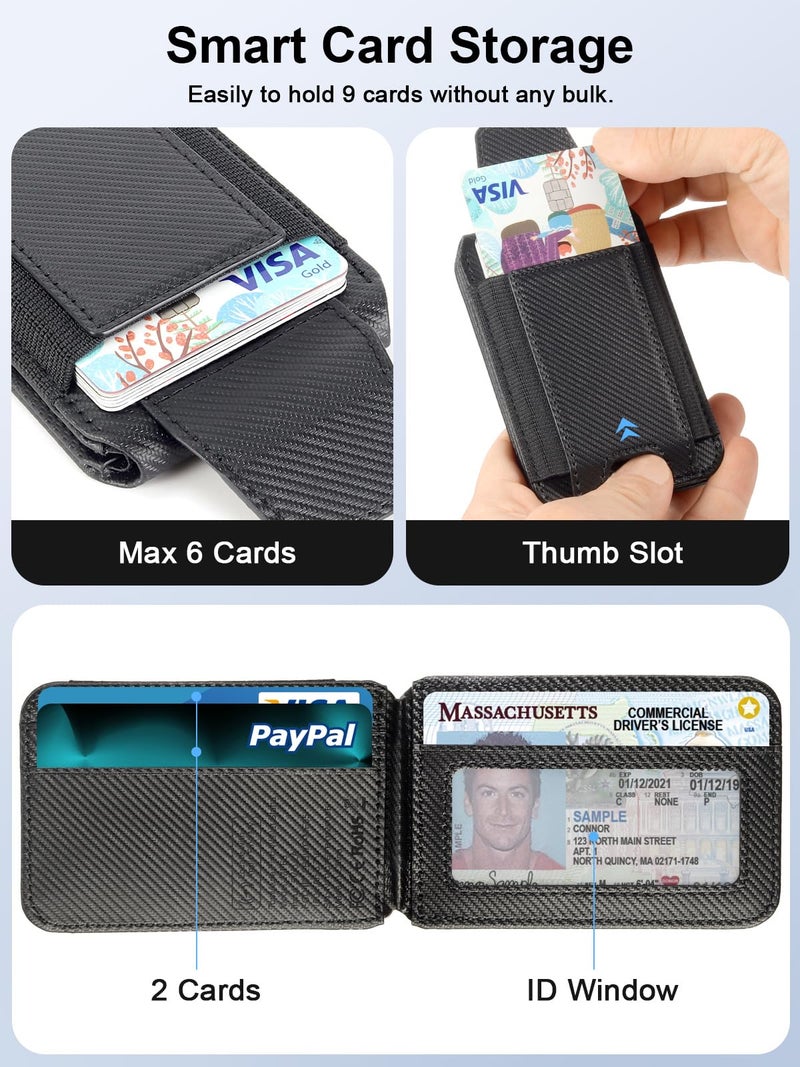 TopMade for Magsafe Wallet, Works with Apple Find My, Strongest Magnetic Wallet for iPhone 17/16/15/14/13/12 Series, Magnetic Card Holder with Adjustable Stand, 9 Cards Holder, Carbon Fiber Black - Image 5