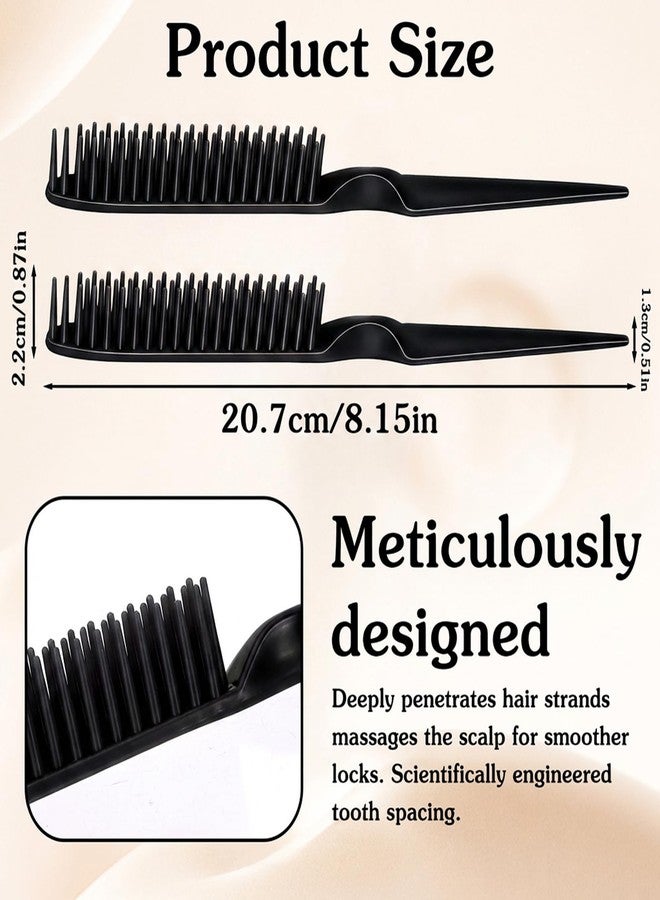 Neyauo 2 Pcs 3 Row Hair Comb for Natural Detangling Curl Rat Tail Styling Comb Set Unbraider Teasing Brush for Combing, Separating, Styling, Sectioning, and Shaping Curls, Women Men(Black) - Image 2