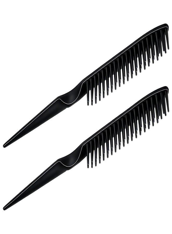 Neyauo 2 Pcs 3 Row Hair Comb for Natural Detangling Curl Rat Tail Styling Comb Set Unbraider Teasing Brush for Combing, Separating, Styling, Sectioning, and Shaping Curls, Women Men(Black) - Image 1