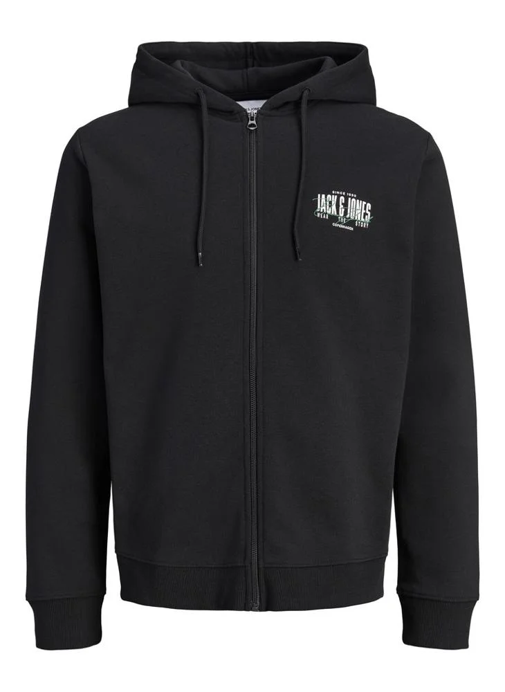 Casual Logo Zip Plus Size Hoodie
