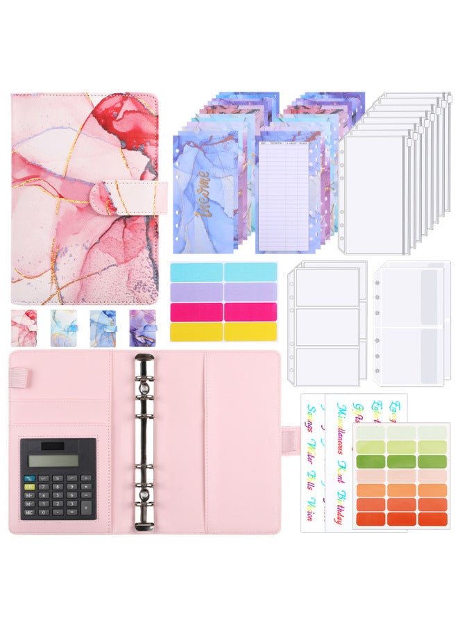 HONGYANG A6 Loose-leaf Book Budget Book Marbling Calculator Notebook Book Leather Pu Hand Book Loose-leaf Clip - Image 1