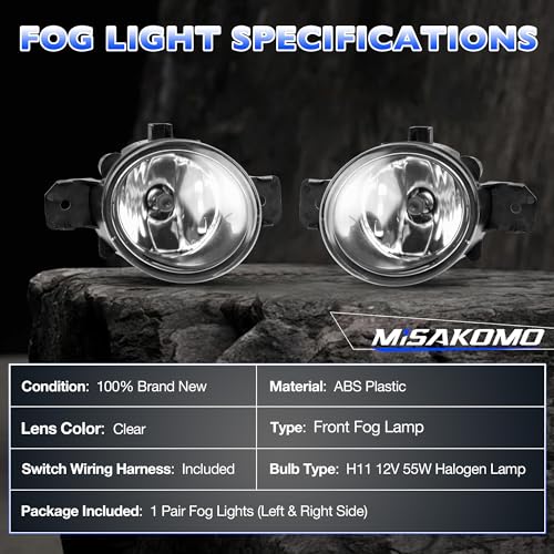 Misakomo Front Fog Lamps Assembly Compatible with 2007-2018 Nissan Altima/2013-2018 Nissan Pathfinder/2012-2019 Nissan Versa - Fog Light Replacement Replacement for NI2592122, NI2593122 - Image 4