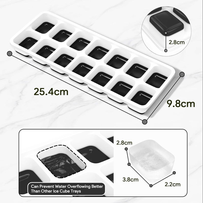 Airabc Ice Cube Trays 4 Pack, Silicone Ice Cube Trays with Removable Lid, Easy-Release Flexible 14-cube Ice Trays, LFGB Certified and BPA Free, Stackable Ice Trays with Covers for Cocktail, Freezer - Image 5