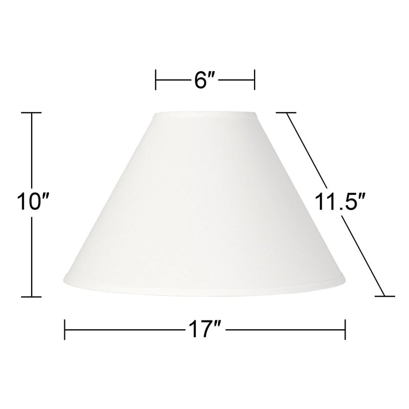 Springcrest 6" Top x 17" Bottom x 10" High x 11 1/2" Slant Lamp Shade Replacement Large White Chimney Round Country Traditional Linen Fabric Spider Harp Finial - Springcrest - Image 4
