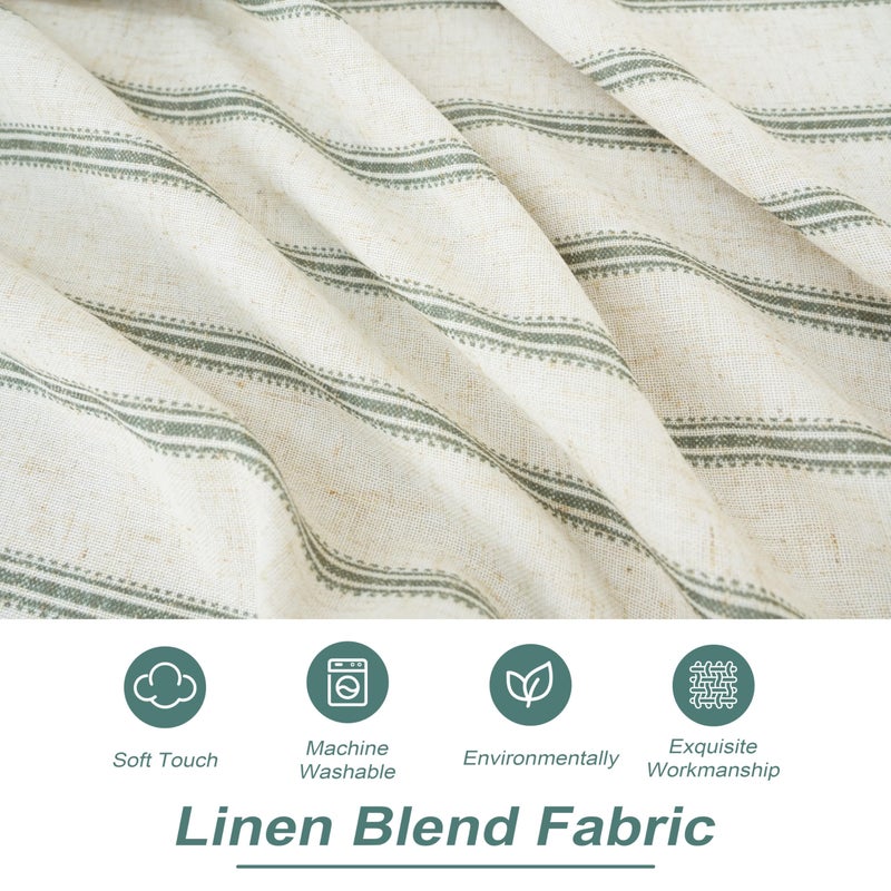 DriftAway Farmhouse Linen Lined Valance Double Layer Thermal Insulated Room Darkening Blackout Window Valances 3 Inch Rod Pocket Vertical Striped Kitchen Valance Single 52 Inch by 14 Inch Loden Green - Image 5