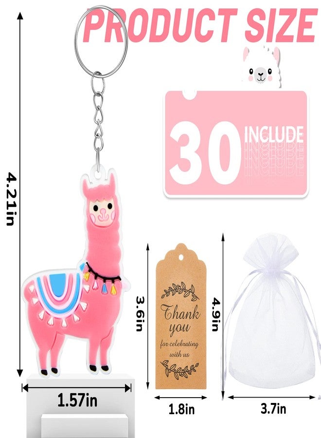 Herdear 90 Pieces Llama Party Favors 30 Sets Llama Birthday Party Favors, Including 30 Keychains Kids Cute Key Chains 30 Thank You Kraft Tags 30 White Organza Bags for Birthday Baby Shower - Image 4