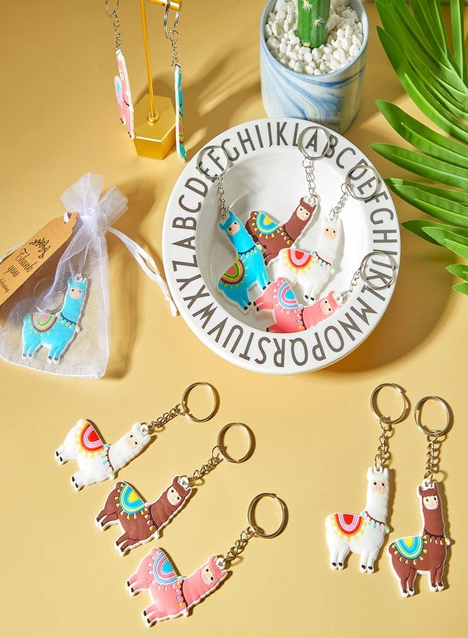 Herdear 90 Pieces Llama Party Favors 30 Sets Llama Birthday Party Favors, Including 30 Keychains Kids Cute Key Chains 30 Thank You Kraft Tags 30 White Organza Bags for Birthday Baby Shower - Image 3