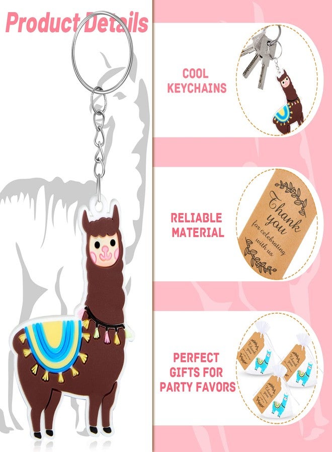 Herdear 90 Pieces Llama Party Favors 30 Sets Llama Birthday Party Favors, Including 30 Keychains Kids Cute Key Chains 30 Thank You Kraft Tags 30 White Organza Bags for Birthday Baby Shower - Image 5