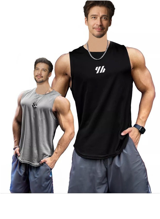 Generic - 2pcs Men's Gym T-shirt Muscle Tank Top Quick Dry - Image 1