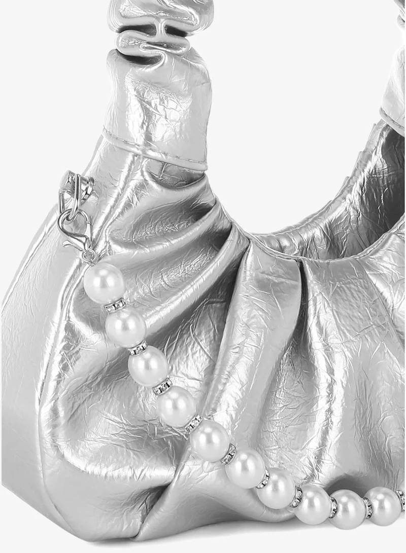 London Rag China London Rag Women's Ruched Handle Crossbody Bag in Silver for Women | Best Price UAE