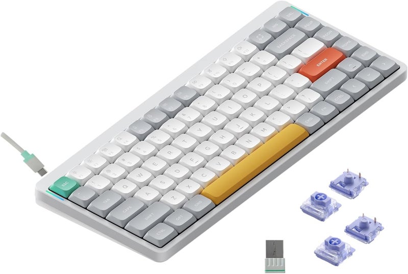 Nuphy Air75 V2 Portable 75% Mechanical Keyboard,Wireless Keyboard,Supports Bluetooth/2.4G/USB-C RGB Bluetooth Keyboards,Compatible with Windows/Mac OS/Linux Systems White-Gateron Wisteria - Image 1