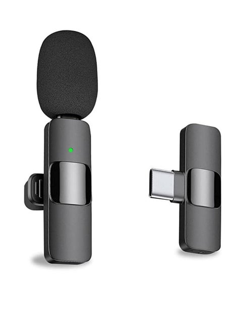 K8 Wireless Lavalier Microphone For Type-C Phone Plug-Play Wireless Mic Black