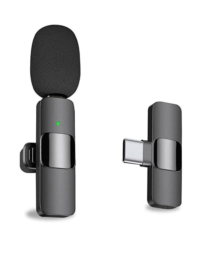 K8 Wireless Lavalier Microphone For Type-C Phone Plug-Play Wireless Mic Black