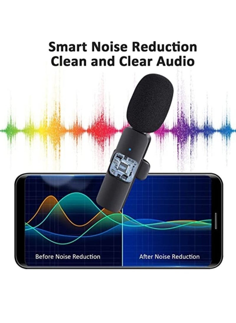 K8 Wireless Lavalier Microphone For Type-C Phone Plug-Play Wireless Mic Black
