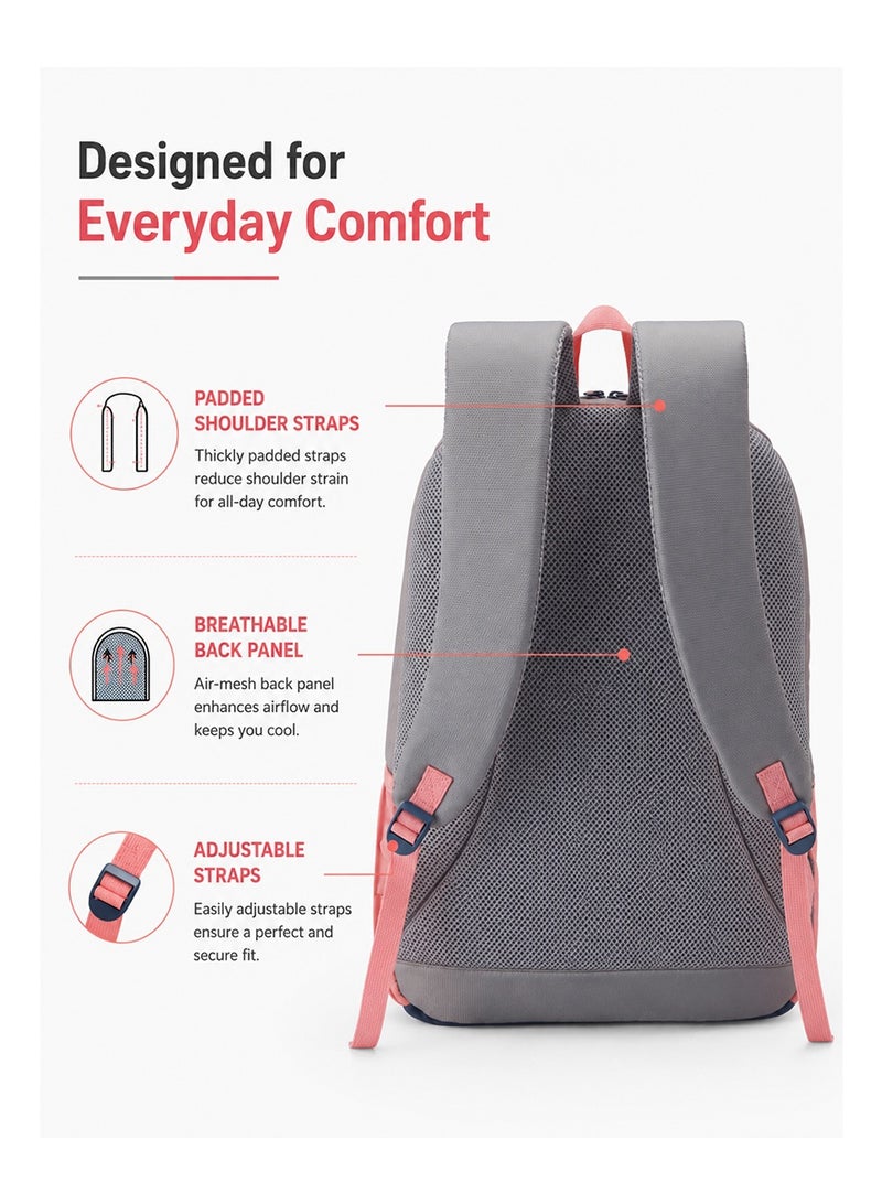 AMERICAN TOURISTER Aleo Backpack Polyester 20L Capacity, 15.6" Laptop Compartment, Beige|Front Zipper Pocket|Spacious Interior|Lightweight & Durable|Adjustable Shoulder Strap - 1 Year Global Warranty - Image 4
