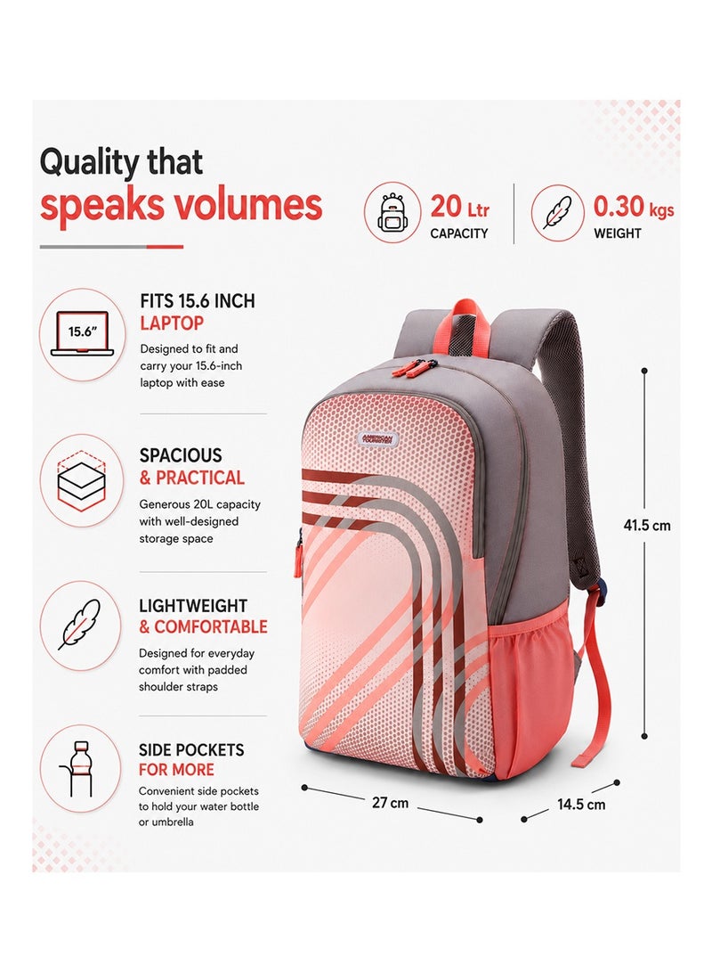AMERICAN TOURISTER Aleo Backpack Polyester 20L Capacity, 15.6" Laptop Compartment, Beige|Front Zipper Pocket|Spacious Interior|Lightweight & Durable|Adjustable Shoulder Strap - 1 Year Global Warranty - Image 3