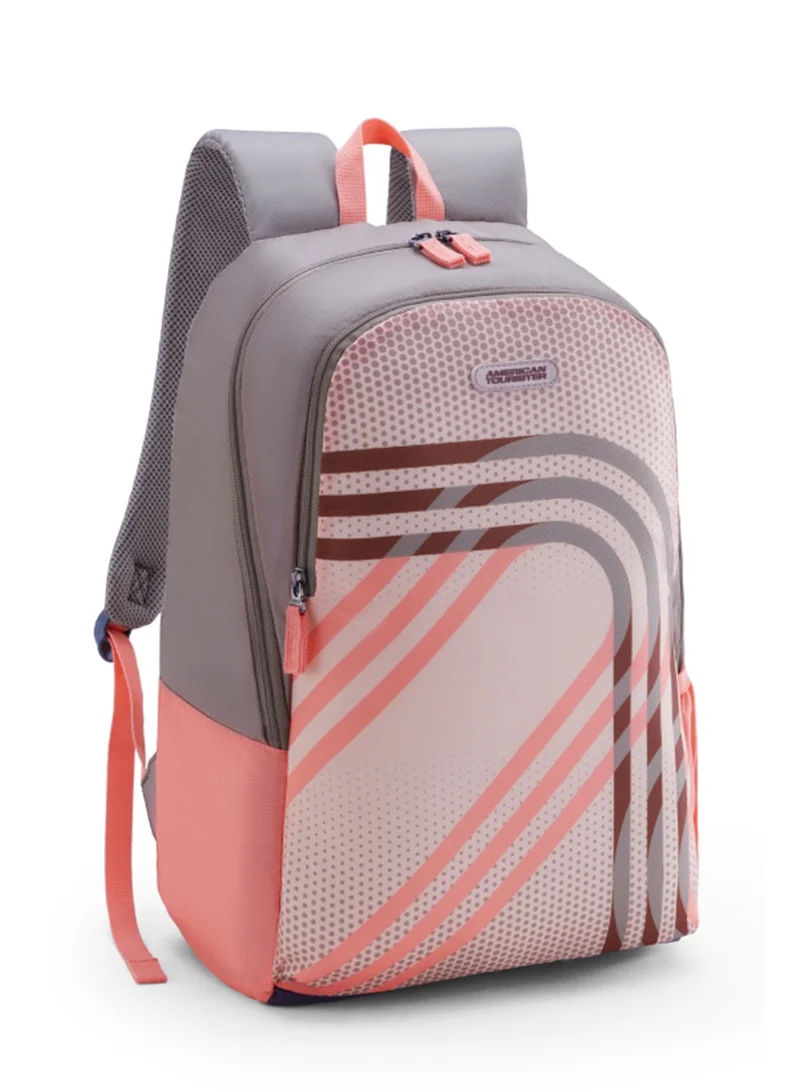 American Tourister Pink Aleo Backpack Polyester 20L Capacity, 15.6" Laptop Compartment, Beige|Front Zipper Pocket|Spacious Interior|Lightweight & Durable|Adjustable Shoulder Strap - 1 Year Global Warranty  | Best Price UAE