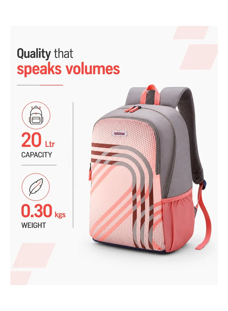 American Tourister Aleo Backpack Polyester 20L Capacity, 15.6" Laptop Compartment, Beige|Front Zipper Pocket|Spacious Interior|Lightweight & Durable|Adjustable Shoulder Strap - 1 Year Global Warranty