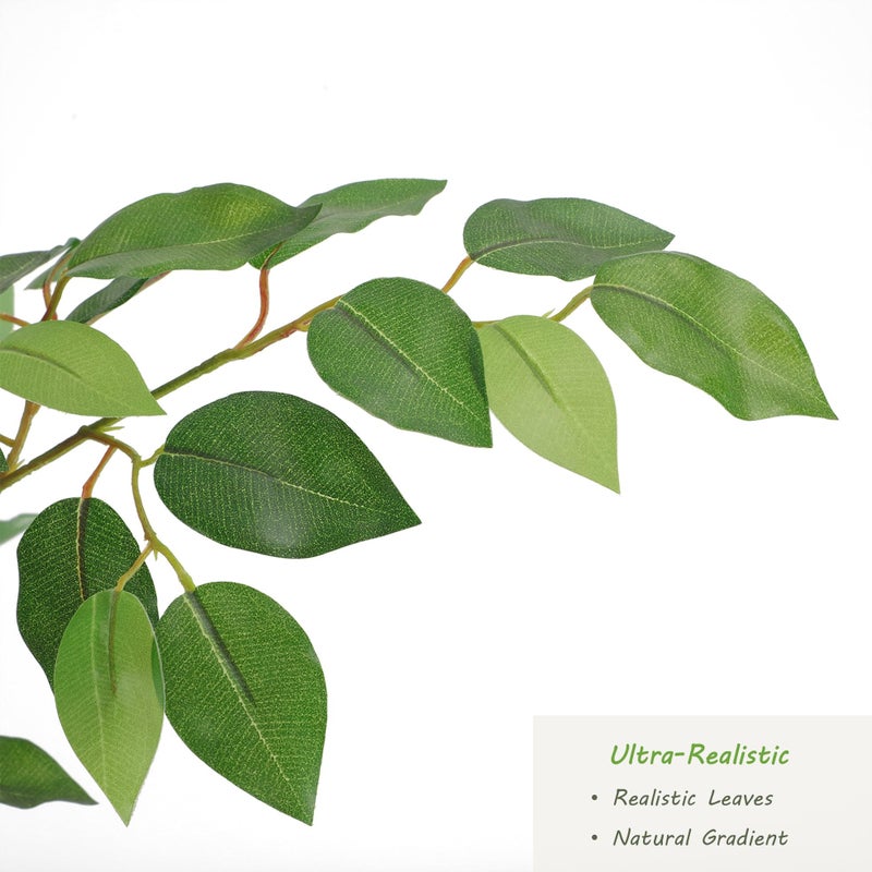 Nafresh Tall UV Resistant Ficus Tree Artificialï¼Œ7ft(84in) Realistic Texture Potted Faux Ficus Treeï¼Œ Fake Trees Indoor Outdoor for Home Office Living Room Bedroom Foyer Porch Decor. - Image 3
