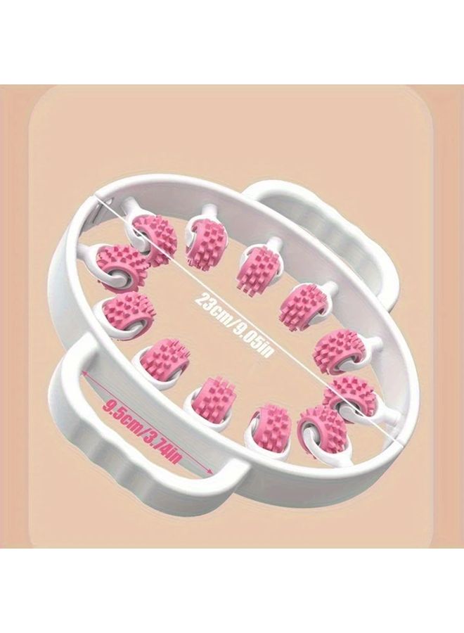 Pink 12 Wheel Leg Massage Roller For Slimming And Muscle Relaxation 360 Degree Rotating Adjustable Width Ideal For Thighs Calves Arms And Neck Ergonomic Design Durable Polypropylene - Image 5