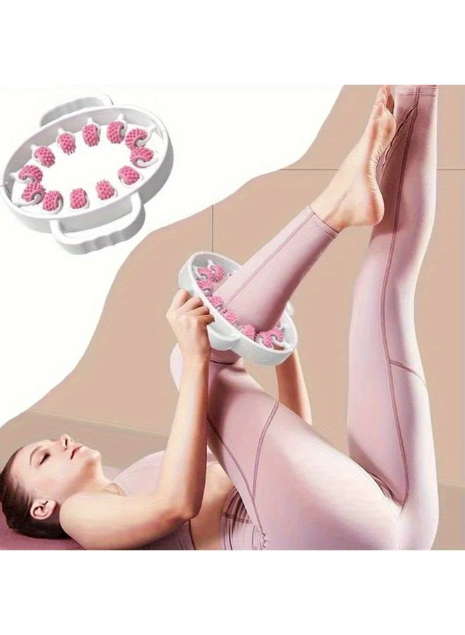 Pink 12 Wheel Leg Massage Roller For Slimming And Muscle Relaxation 360 Degree Rotating Adjustable Width Ideal For Thighs Calves Arms And Neck Ergonomic Design Durable Polypropylene - Image 3