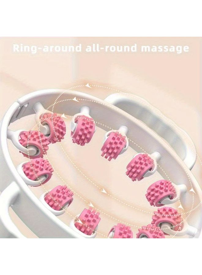 Pink 12 Wheel Leg Massage Roller For Slimming And Muscle Relaxation 360 Degree Rotating Adjustable Width Ideal For Thighs Calves Arms And Neck Ergonomic Design Durable Polypropylene - Image 2