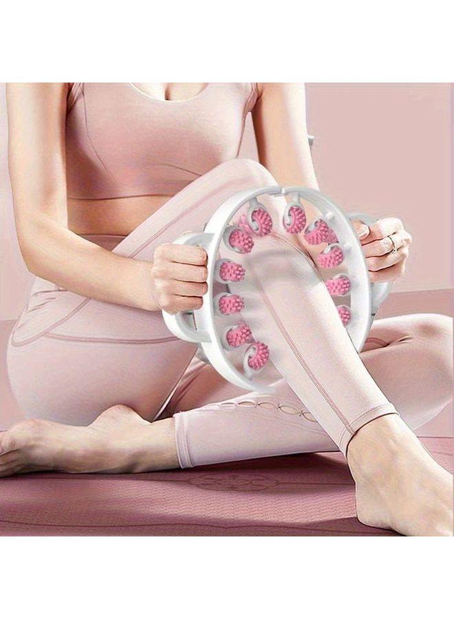 Pink 12 Wheel Leg Massage Roller For Slimming And Muscle Relaxation 360 Degree Rotating Adjustable Width Ideal For Thighs Calves Arms And Neck Ergonomic Design Durable Polypropylene - Image 4