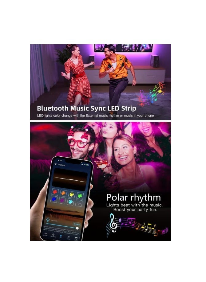 ELTRAZONE 5M Flexible Smart Bluetooth RGB LED Strip Light – USB Powered, Music Sync Lighting, Mobile App Control, Multi-Color LED Light Strip for Home Decor, Bedroom, Kitchen, Car, Parties, and Outdoor Spaces - Image 5