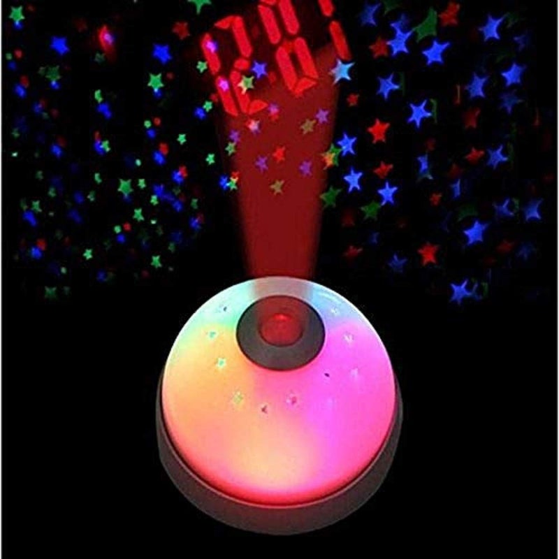 TUZECH Kids Night Sky Moon Stars Projection Clock with Color Changing Flashing LED Lights Alarm LED Digital Clock MulticolorSet of 2 - Image 2