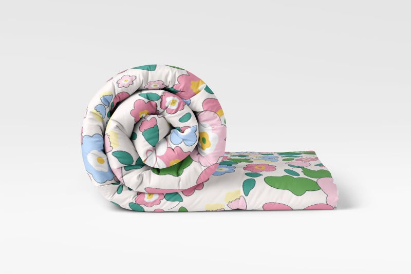 LOOMLYFE 300 TC Cotton All Season King Size Ac Comforter || Blanket || Duvet with 1 King Size Flat Bedsheet 108X108 Inch and 2 Large Pillow Cover - 4 Piece Comforter Set - PinkFlowers - Image 2