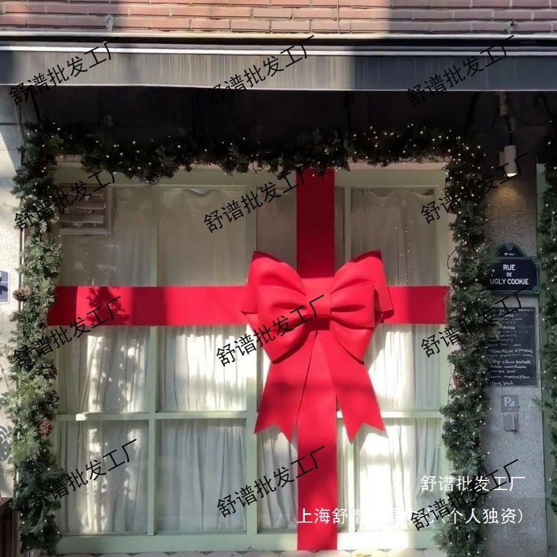 Finished Bow Cross Ribbon Wedding Red Banner Giant Bow Gift Sponge Paper Birthday - Image 2